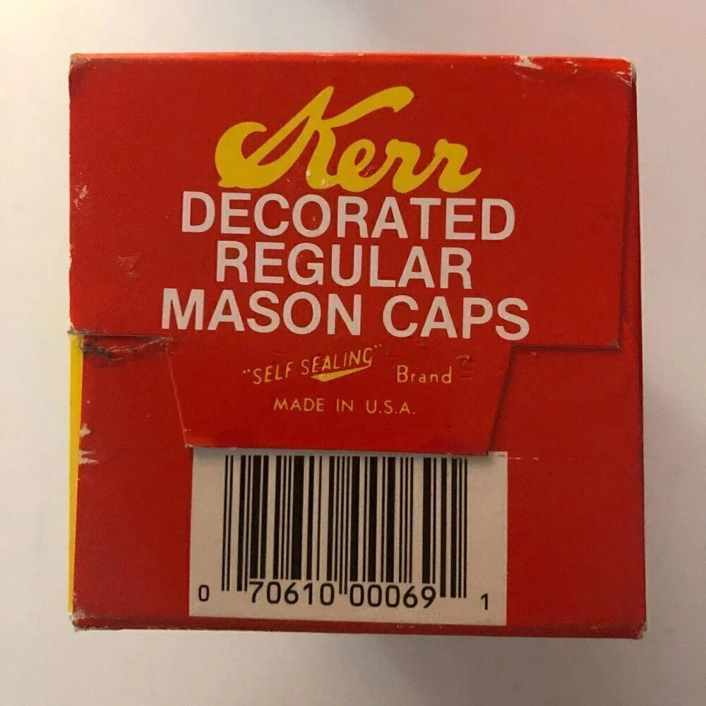 Vintage Kerr Decorated Regular Mason Caps 12 Bands Lid Fruit & Floral Design 452